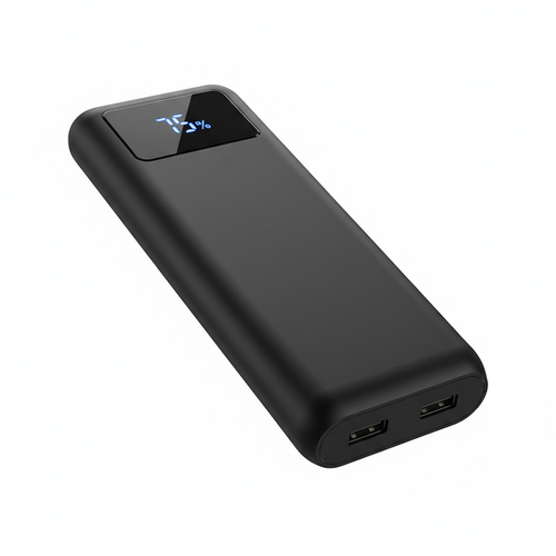 Portable 20000mAh Power Bank with Fast Charge in matte black